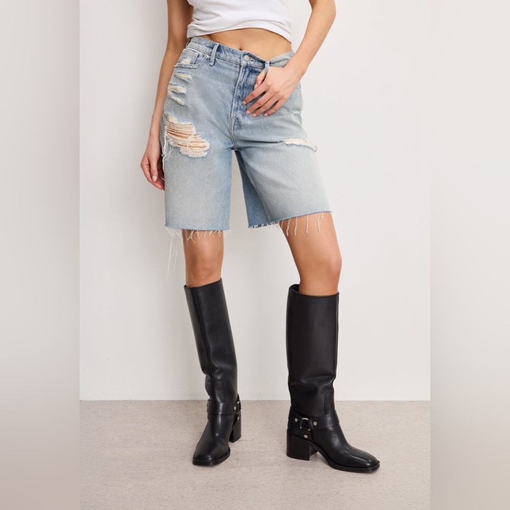 🆕 Good American Extreme Barrel Shorts Indigo Size 15